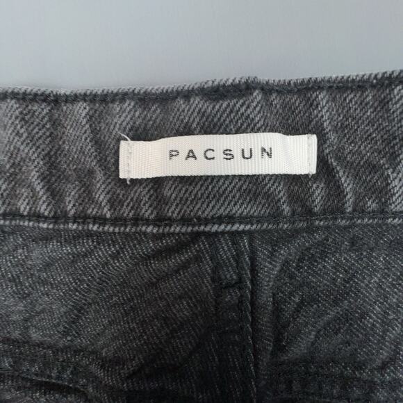 Pac Sun Jeans Womens 30 Black High Rise Straight Denim Cutoff Cropped Raw Hem - Picture 7 of 8